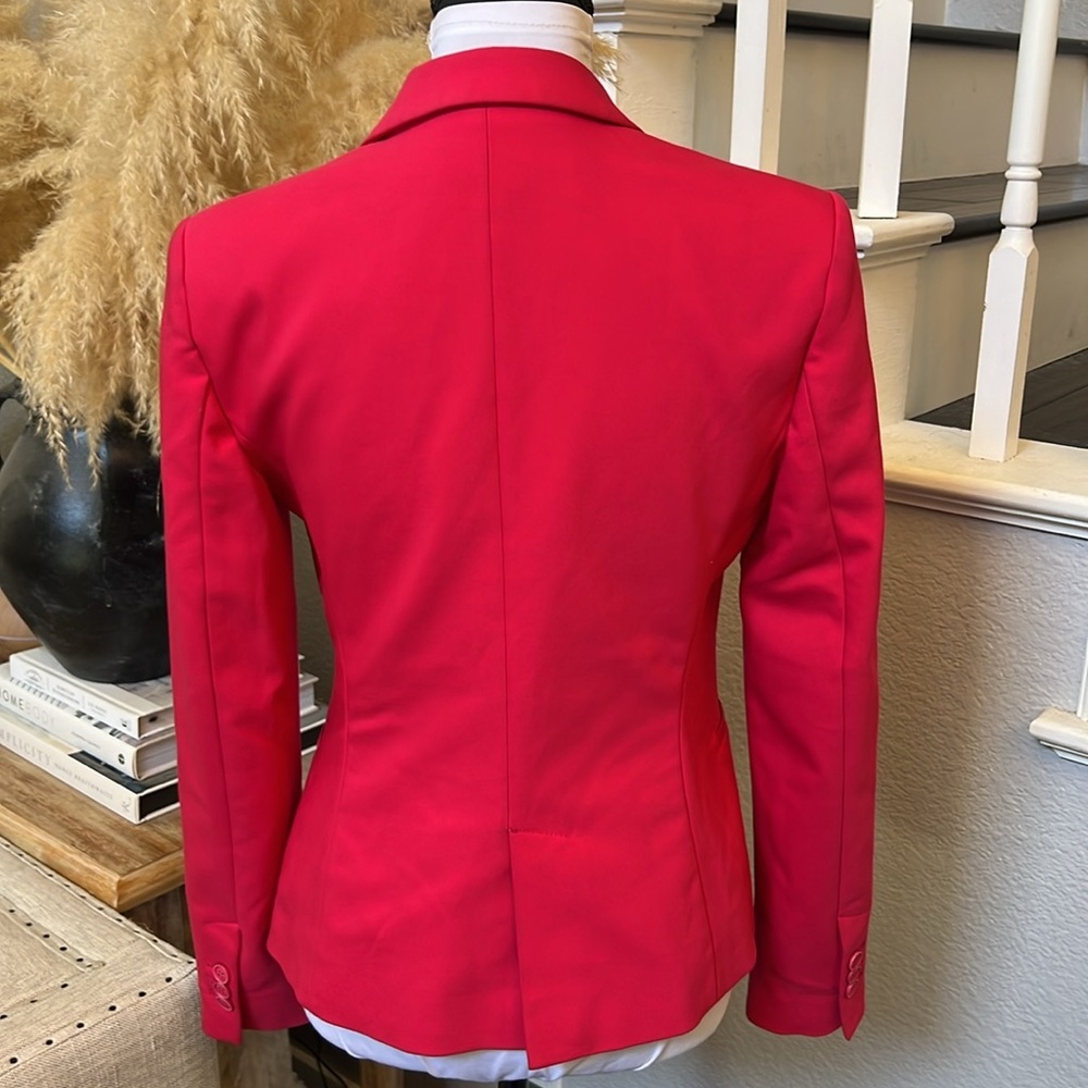 Zara Basic Shoulder Pads Hot Pink Single Button Blazer Size Medium - Picture 8 of 8